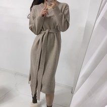 텐퍼센트 포 우먼 / 얼러 브이넥 울 니트 벨트 롱 원피스