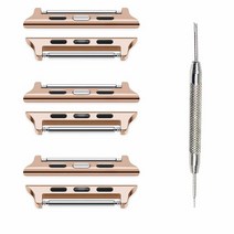 SINGEAR 애플 워치 스트랩 어댑터 38mm 40mm 스프링 바 스테인리스 스틸 커넥터 교체 키트 iWatch 밴드와 호환 42/44mm Watch 24mm Band 스테, 3 Pack Rose Gold_42/44mm Watch