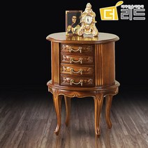 폴리터 마호가니원목 4서랍 원형 엔틱협탁, 단품