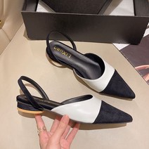 투톤슬링백 샌들 배색 구두 여성 여름 플랫 슈즈