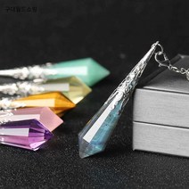 펜듈럼 크리스탈 목걸이 펜던트 쥬얼리, 레드 스톤 실버 볼 체인