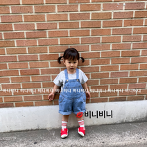 당일발송 남여공용멜빵반바지 멜빵바지 남아멜빵반바지 여아멜빵바지 데님멜빵바지