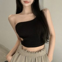 언발 트임 원숄더 골지 나시 탑(2컬러)