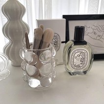 유니크 버블 아크릴 브러쉬 화장대 팬 홀더 버블볼 인테리어 장식 소품, 투명한