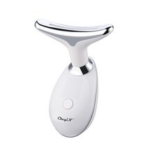 얼굴마사지기계 셀프 홈케어 뷰티 마사지기 CkeyiN-목 얼굴 리프팅 도구 마사지기 LED 광자 EMS 열 마이크로 전류 마사지 주름 제거기 노화 방지 목 라인 제거, MR521W