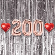 200일 이벤트 포토존 세트 아기 기념일 커플 축하 기념 숫자 풍선 하트, 13.커튼-(실버)-200(소)-로즈골드