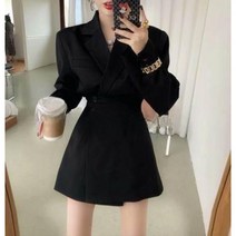 하객룩 허리슬림 정장 원피스 재킷 블랙