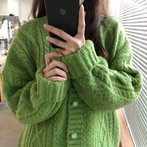 DFMEI 꽈배기 니트 카디건 여 가을 겨울 도톰 니트 코트