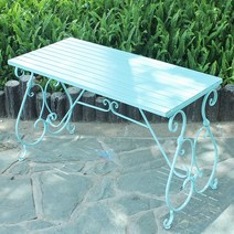야외의자 유럽 스타일 철제 안뜰 레저 정원 실내 발코니 커피 테이블 및 개, 5.Blue  table