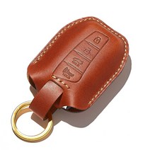 호즈 아슬란 스마트키케이스 자동차 소가죽 차키홀더 100%핸드메이드 차키커버 키지갑 키링 선물포장, H07-골드 브라운