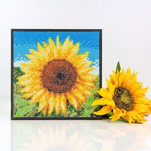 [액자포함] 수재샵 보석십자수 DIY 해바라기한송이 (라운드2.8mm+AB) 3D 20x20cm
