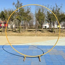 포토존 꽃 장식 프레임 플라워 아치 지지대 야외 셀프 스몰 웨딩 연출 파티 원형 장식 진열대 교회 크리스마스 꾸미기, 16.사각파이프링1.8m직경골드