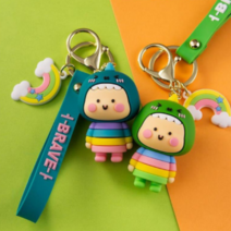 귀여운 캐릭터 피규어 키링 자동차 키홀더 에어팟키링 가방장식 방울 열쇠고리, 3. 마블 핸드메이드 럭키베어