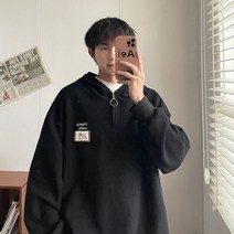 스노우 보드 톨티 후드 봄과 가을 자수 라벨 와플 하프 지퍼 스웨터 재킷 남성 캐주얼 긴팔 탑