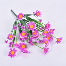 데이지 꽃다발 조화 야외 관목 걸이식 식물 정원 베란다 홈 농가 장식 1묶음, 06 Rose Red