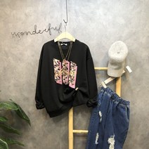 라임브릿지 로즈 롤링 라운드 기모 맨투맨