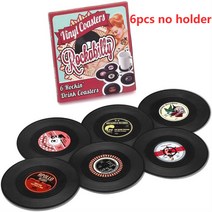 6 비닐 컵 받침 음악 받침 레코드 홀더 레트로 레코드 디스크 코스터 패드 매트 크리 에이 티브, 옐로우