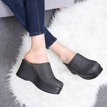 9cm 반짝이 슬리퍼 여성 키높이 블링블링 실외화