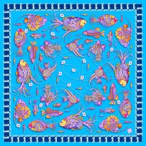 마우리치오 비니 아쿠아살라타 스카프, one size, 블루