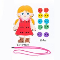아기 유아 장난감 감각 촉감 발달 놀이 교육 완구 몬테소리 교육용 나무 어린이 단추 게임 스레딩 보드 기본 생활 기술 개발, [01] A