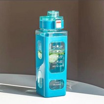 ETMOGO 패션 사각형 텀블러 휴대용 스포츠 물통 어른 빨대 컵 스트랩스트랩 물병 플랩 디자인 700L, 네이비