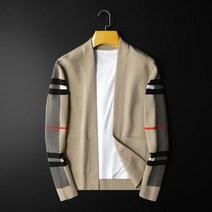 런던 플랏 가르송 니트 패션 유럽 럭셔리 남성 클래식 격자 무늬 카디건 스웨터 캐주얼