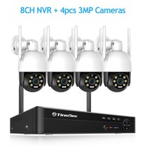 베이비모니터 스마트홈 펫 강아지 카메라 CCTV TinoSec-스마트 AI PTZ 8CH 3MP 5MP 와이파이 인간 탐지 양방향 오디오 컬러 야간 보안 감시 XMEye, 02 3MP 8CH NVR 4 camera_03 3T