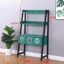 원목 빈티지 선반 거실 장식 화분 인테리어 엔틱 책장, F 그린(3칸)