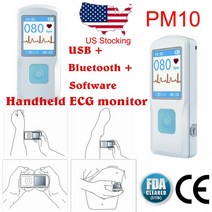 usb 블루투스 pm10 handheld 휴대용 ecg 기계 심전도 심장 박동 심전도 모니터 레코더 심전도 기계, 없음, .