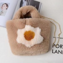 은창]로투스 플라워 퍼 가방 크로스백 숄더 토트백 미니 털가방 여름 여성 여성용 여행 비치