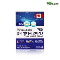알티지오메가3 퓨어 RTG오메가3 EPA DHA 저온 초임계 추출 정제어유 엔초비 연어 비타민d 오일 기름 캡슐, 1개, 30캡슐 1박스