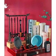 서예 문방사우 붓 벼루 먹 캘리그라피 붓글씨연습, 서예붓 6종세트 + 붓걸이 + 화선지 100매