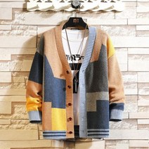 스트라이프가디건 어글리 크리스마스 스웨터 빈티지 가디건 오버사이즈 스웨터 격자 무늬 니트 풀오버 힙합 스트리트웨어 남성복 v넥 코트
