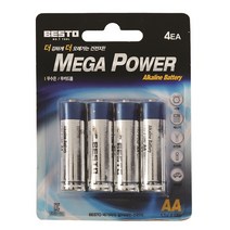 베스토 AA 알카라인 건전지 메가파워 4알 1.5V LR6, 단품