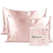 Kitsch 지퍼가 달린 100 새틴 베개 커버 실크보다 부드러움 쿨링 헤어 피부를 위한 비건 실크 표준퀸 2개 블러시