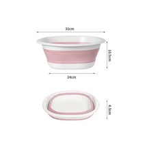 고무다라이 고무다라 접이식대야다목적 접이식 세면대 휴대용 경량 걸이식 접시 여행 하이킹 캠핑 피크닉, 06 Pink-31cm