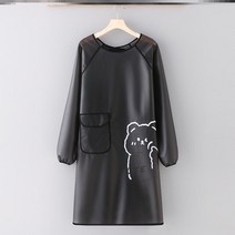 애견미용복 애견미용사 방수 앞치마 긴팔 가운 유니폼 강아지 고양이 목욕 올인원, C 블랙, 1개
