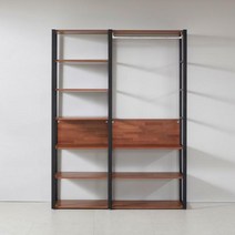 도이츠 철제 드레스룸 1400 선반 옷장 세트 A형, 멀바우블랙