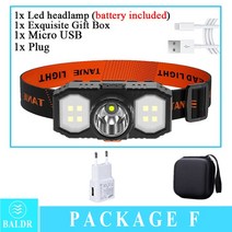 BALDR 휴대용 COB LED 전조 등 내장 배터리 USB 충전식 미니 토치 라이트 야외 조명 캠핑, 06 F Packing_02 EU
