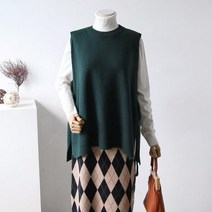마롱패션 허리 스트링 니트 아우터 조끼 블랙 브라운 마롱