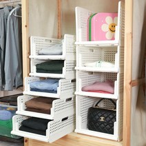 올유리빙 의류정리대 수납 슬라이딩 리빙박스 서랍식 트레이 옷장 수납함 접이식 선반 정리함 조립식 소 중 대 2개 4개, 중-2개