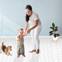 놀이방 양면 PVC 롤 거실매트 1.5m 유아 바닥 어린이집 유치원 애기 틈새, 헤링본화이트 마블