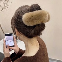 밍크퍼헤어핀 빅사이즈악어집게핀 겨울머리핀 밍크집게핀