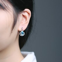 JiangXin S925 순은 큐빅 물방울 피어싱 귀걸이 하트 모양