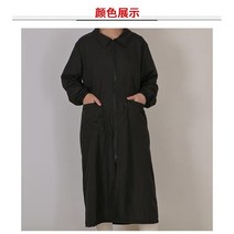 애견미용가운 빅사이즈 미용사복 애견샵 동물병원 수의사 털 안붙는 유니폼, M, 11 긴 지퍼  긴 검은색 소매