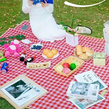 쿨샵 체크패턴 돗자리 피크닉 방수돗자리 세탁가능, 옐로우