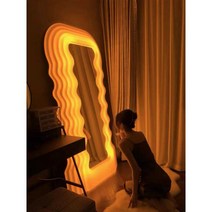 물결전신거울 led 웨이브 파도 디자인 스탠딩미러, 핑크