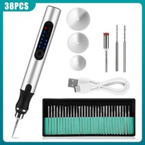 무선 전동 조각기 목공 석재 소형 그라인더 연삭 음각, 세트 A 38pcs