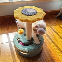 [해가 뜨다] 고양이 스크래쳐 고양이 놀이기구 캣츠루틴 스크래칭보드, 25*25*35.5cm, 옐로우