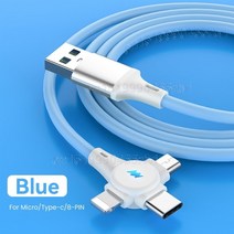 충전 케이블 12m 3 in 1 usb 데이터 케이블 마이크로 usbtype c8 핀 케이블 iphone 충전기 6a 66w 고속 충전 코드 for iphone 14 13, 푸른, 2m